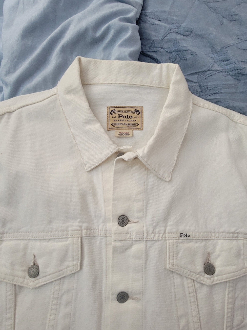 Ralph Lauren Polo Men's Cream Button-Front  Trucker Jacket.